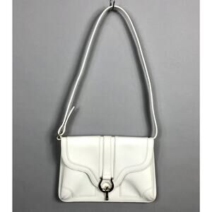 Y2K Kate Spade Gavin Sutton White Leather Shoulder Bag Clasp Gold Hardware